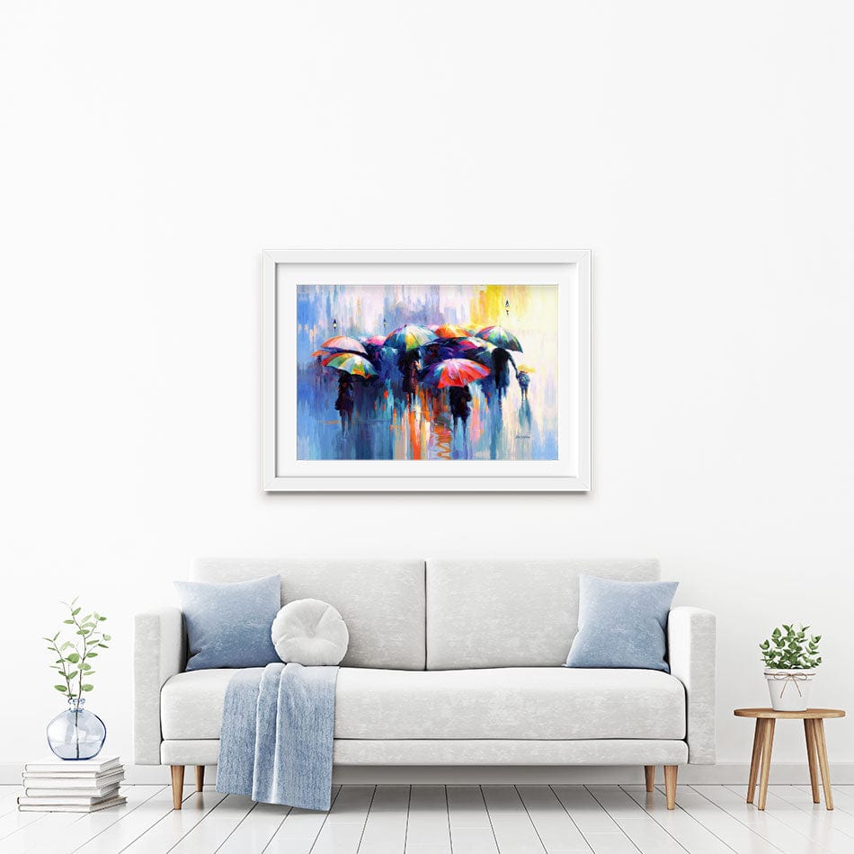 Memories Beneath The Rains Kiss Framed Art Print wall art product Leon Devenice