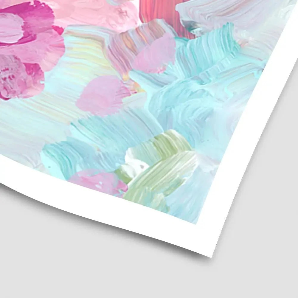 Mint Green And Pink Flowers Art Print Mint Green And Pink Flowers Art Print wall art product Rudchenko Liliia / Shutterstock