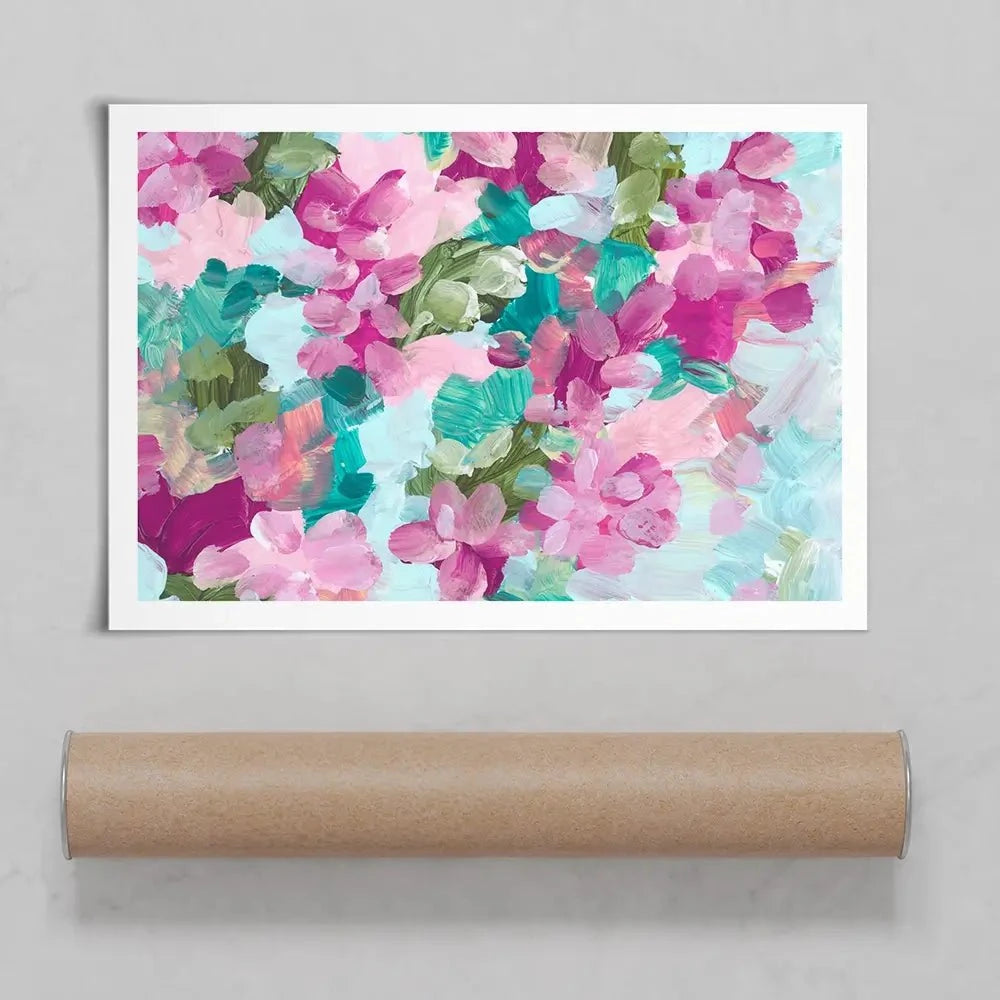 Mint Green And Pink Flowers Art Print Mint Green And Pink Flowers Art Print wall art product Rudchenko Liliia / Shutterstock