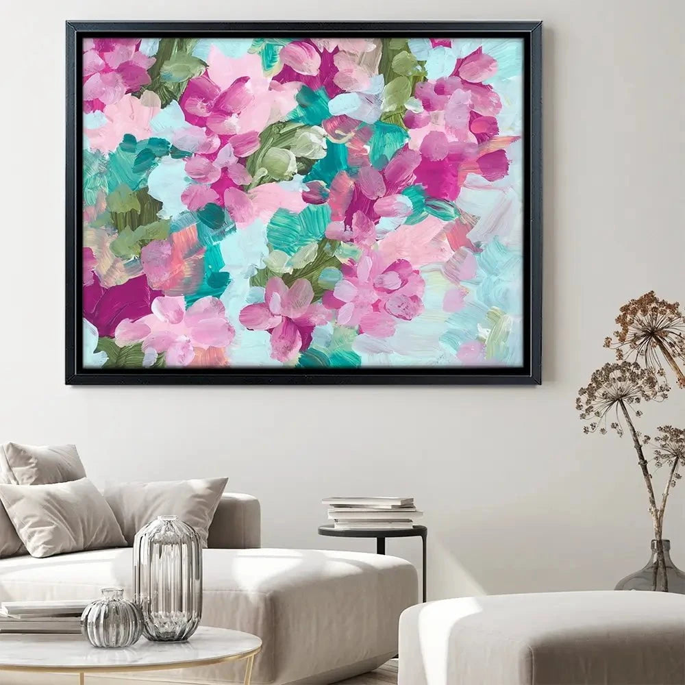 Mint Green And Pink Flowers Canvas Print Mint Green And Pink Flowers Canvas Print wall art product Rudchenko Liliia / Shutterstock