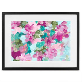 Mint Green And Pink Flowers Framed Art Print Mint Green And Pink Flowers Framed Art Print wall art product Rudchenko Liliia / Shutterstock
