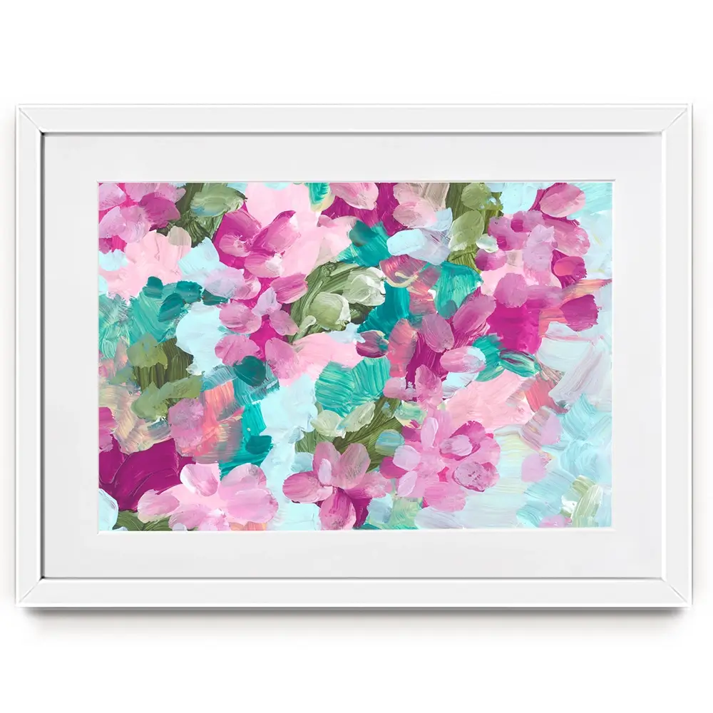 Mint Green And Pink Flowers Framed Art Print Mint Green And Pink Flowers Framed Art Print wall art product Rudchenko Liliia / Shutterstock