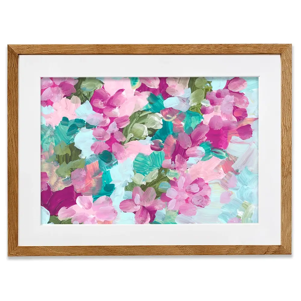 Mint Green And Pink Flowers Framed Art Print Mint Green And Pink Flowers Framed Art Print wall art product Rudchenko Liliia / Shutterstock