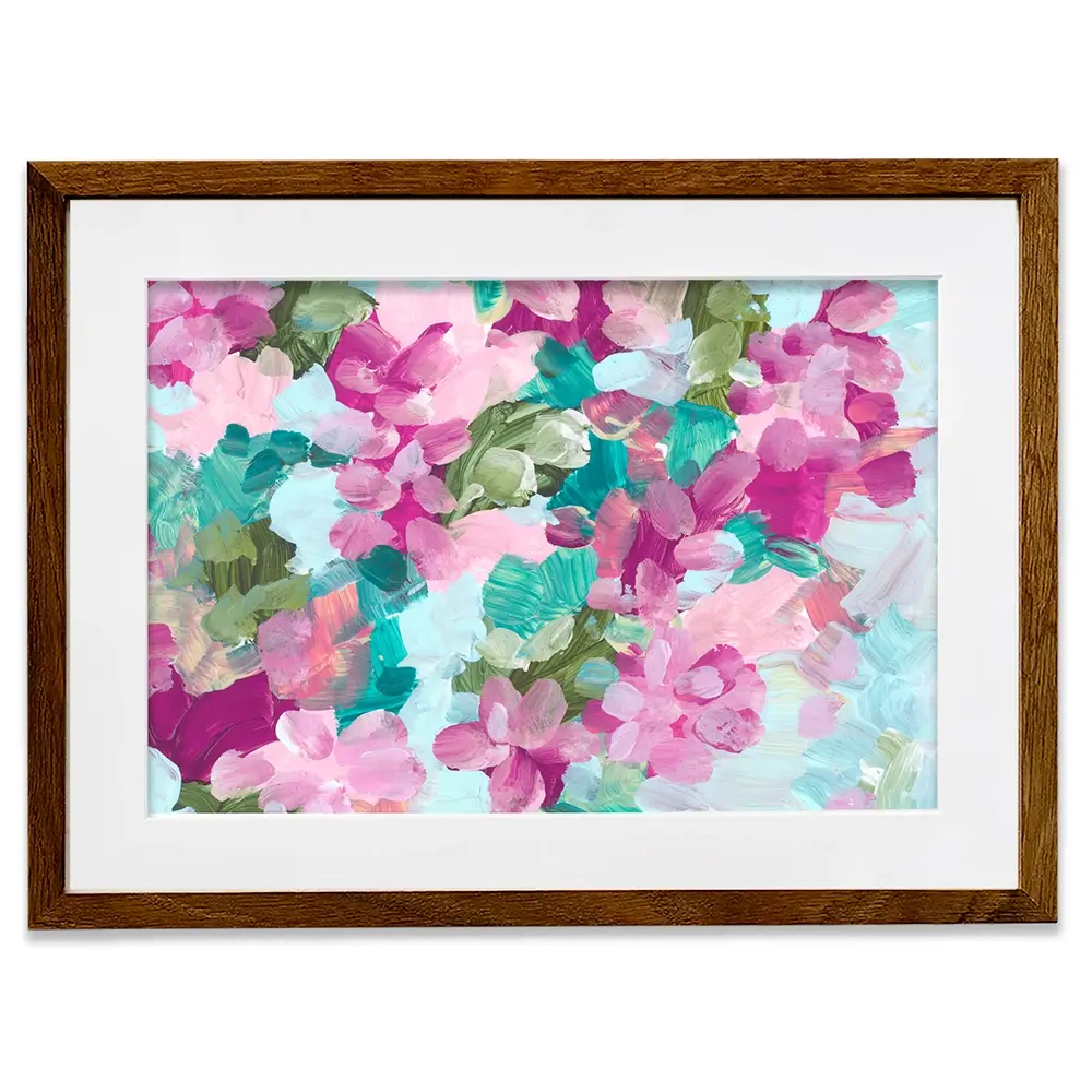 Mint Green And Pink Flowers Framed Art Print Mint Green And Pink Flowers Framed Art Print wall art product Rudchenko Liliia / Shutterstock
