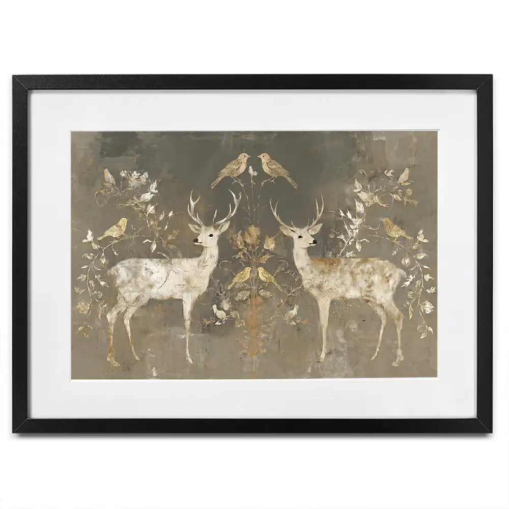 Mirrored Fawn Pair Framed Art Print Mirrored Fawn Pair Framed Art Print wall art product Chromatic Storm Studio