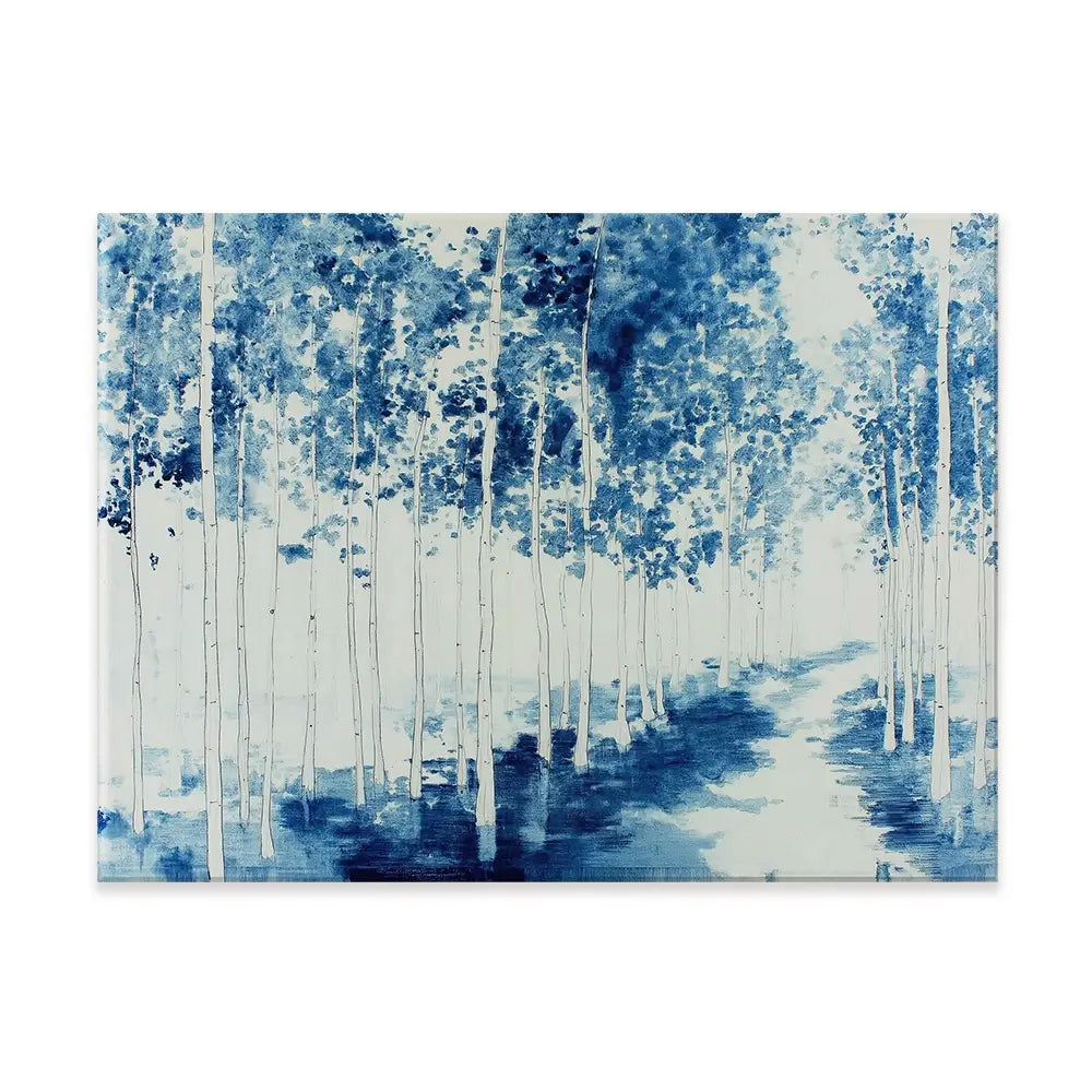 Misty Birch Forest Path Canvas Print Misty Birch Forest Path Canvas Print wall art product Chromatic Storm Studio