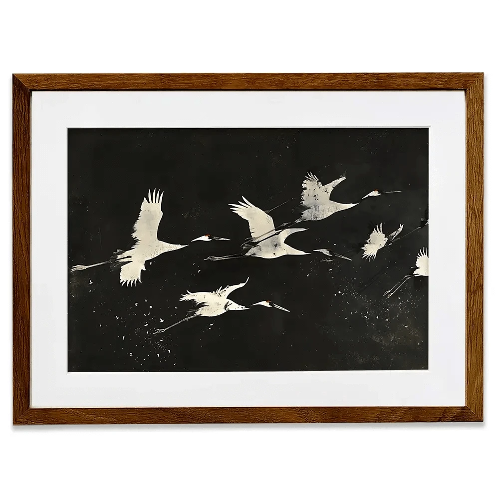 Monotone Cranes Framed Art Print Monotone Cranes Framed Art Print wall art product Creative Studio - Independent