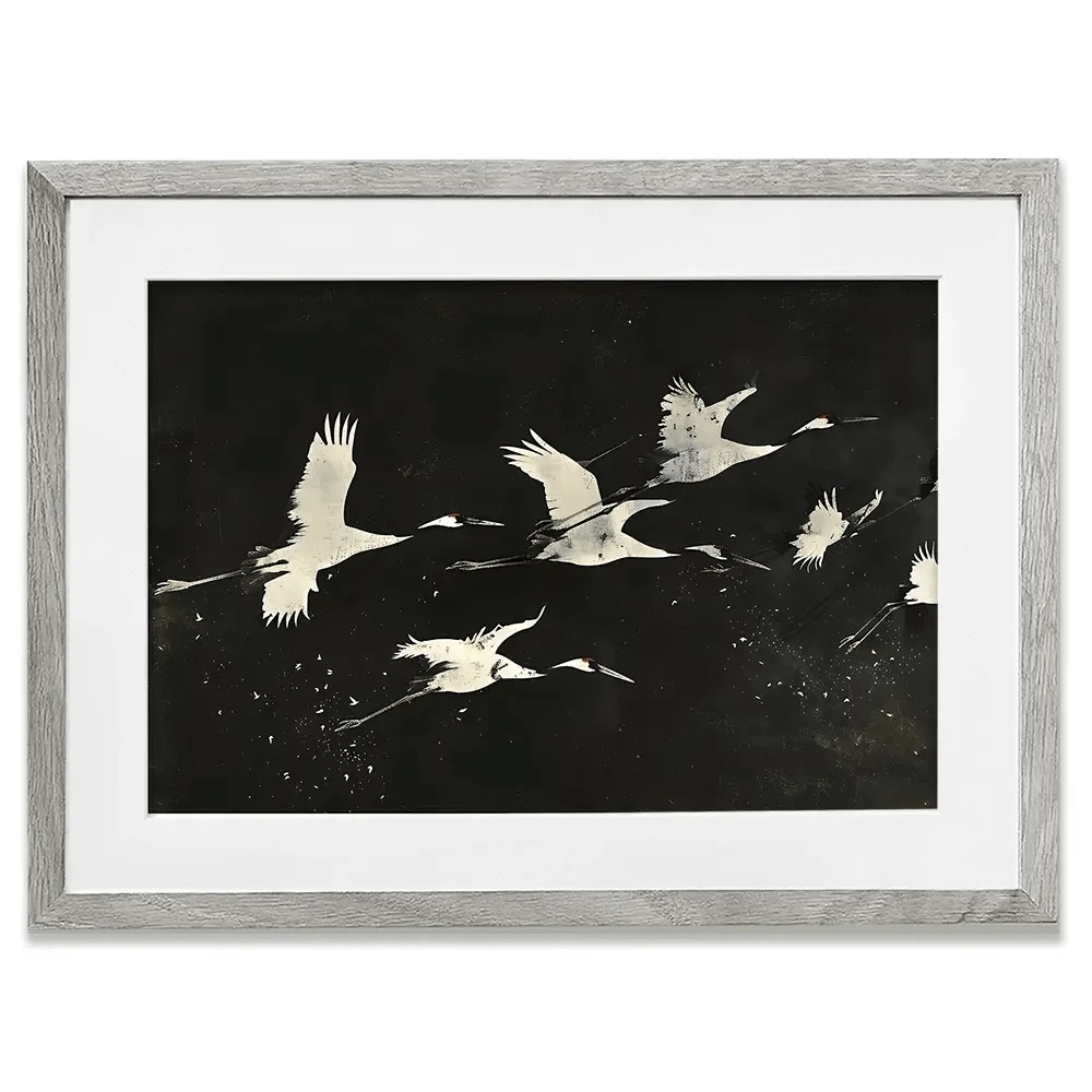 Monotone Cranes Framed Art Print Monotone Cranes Framed Art Print wall art product Creative Studio - Independent