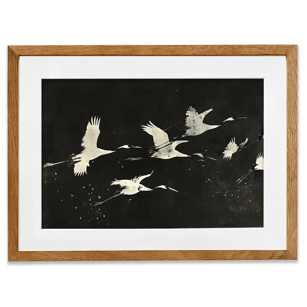 Monotone Cranes Framed Art Print Monotone Cranes Framed Art Print wall art product Creative Studio - Independent