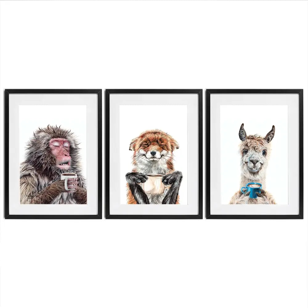 Morning Animals Framed Art Print Trio Morning Animals Framed Art Print Trio wall art product Holly Simental - Independent
