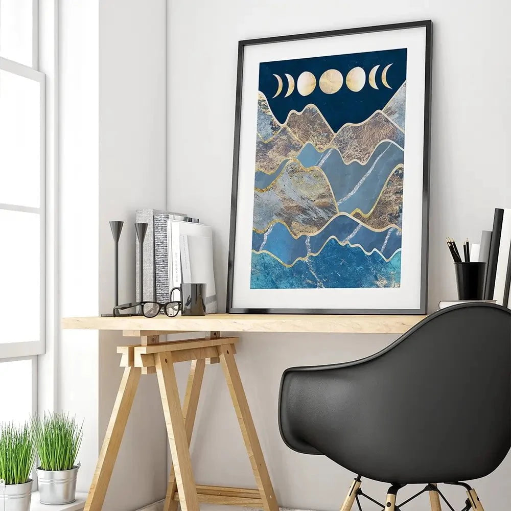 Mountain Moon Cycles Portrait Framed Art Print Mountain Moon Cycles Portrait Framed Art Print wall art product Sarah Manovski