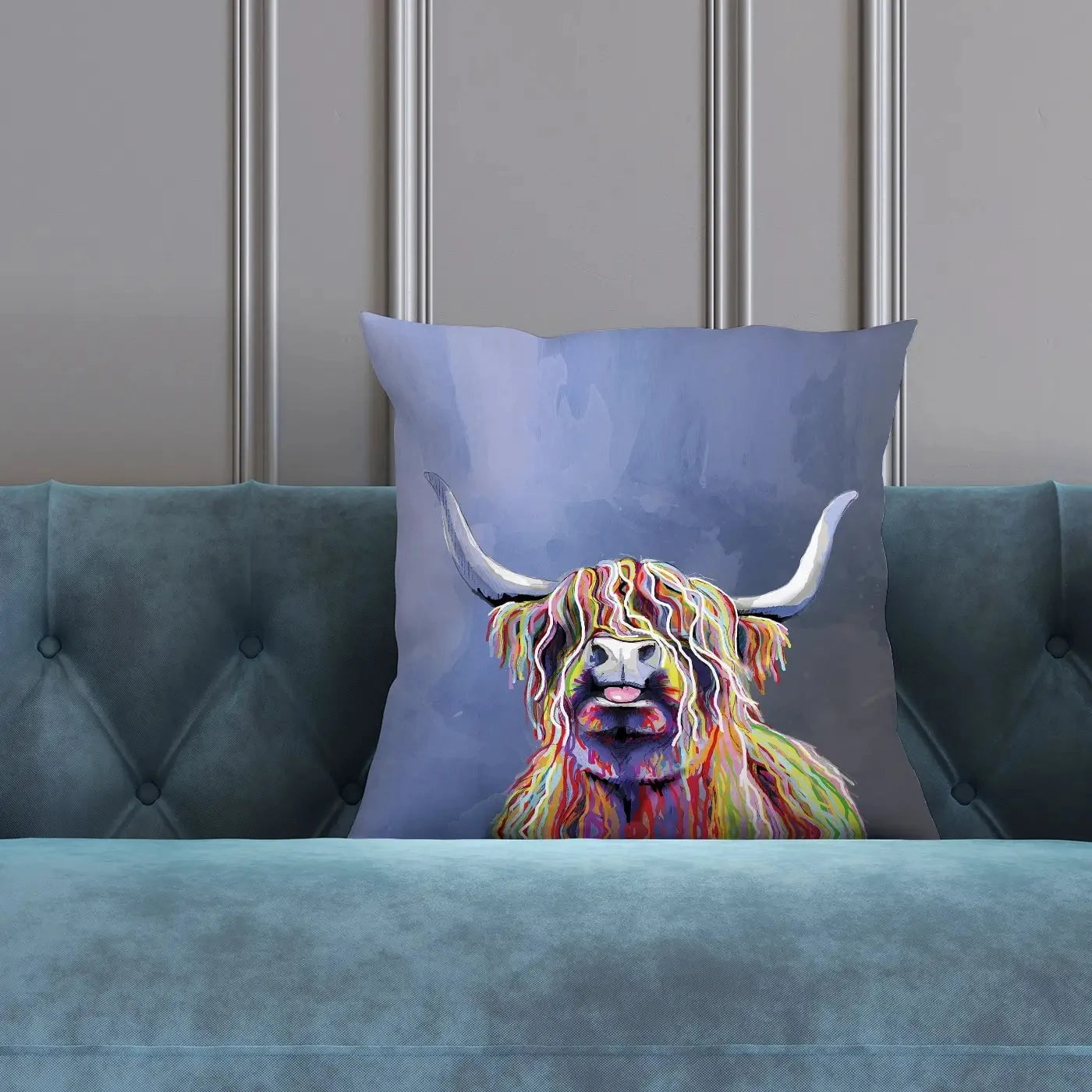 Multicolour Highland Cow Cushion Multicolour Highland Cow Cushion wall art product Independent
