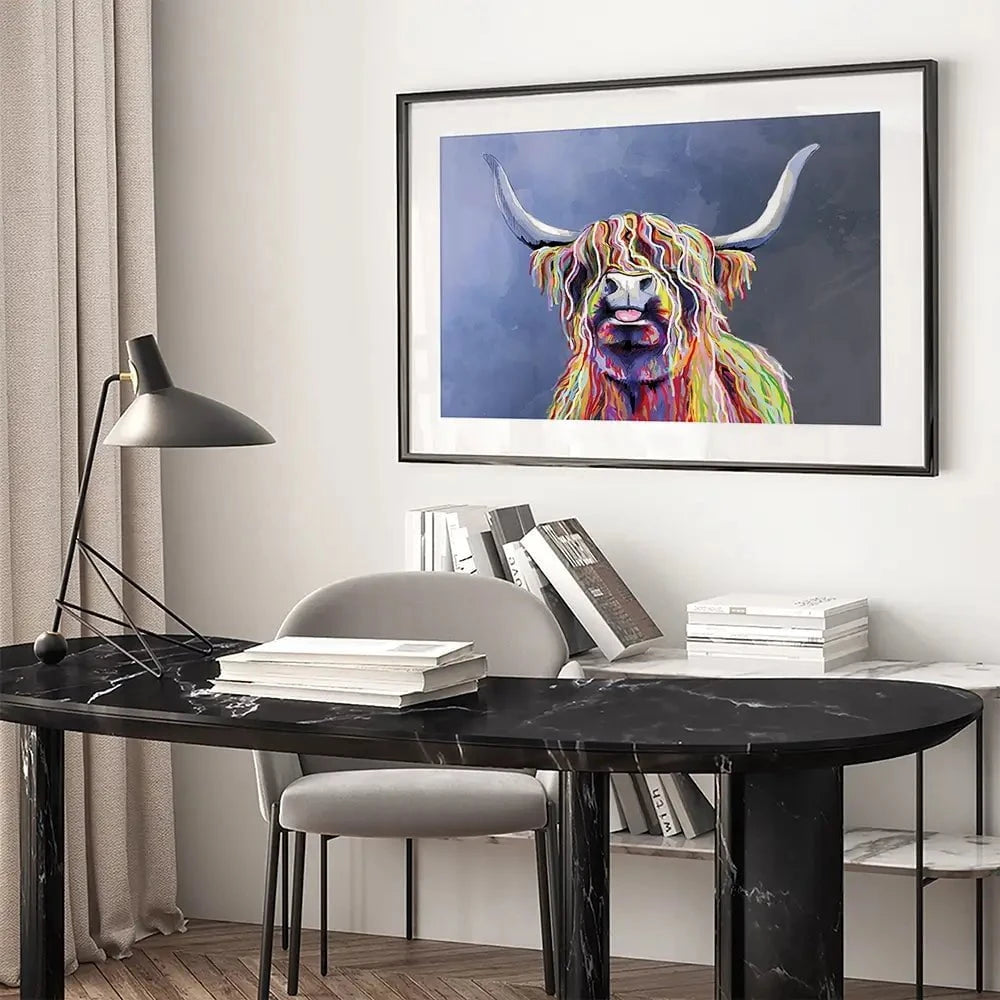 Multicolour Highland Cow Framed Art Print Multicolour Highland Cow Framed Art Print | Multicolour Highland Cow wall art product Independent