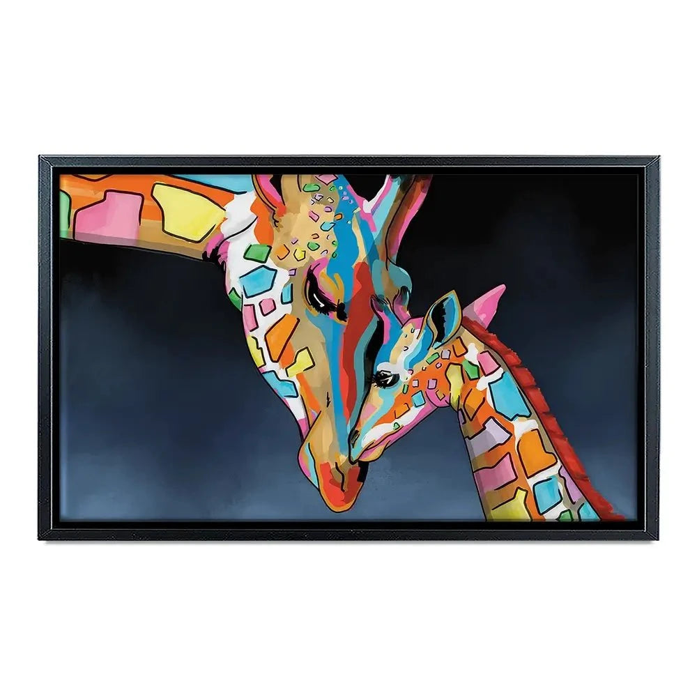 Multicoloured Giraffe and Calf Canvas Print Multicoloured Giraffe and Calf Canvas Print wall art product Independent