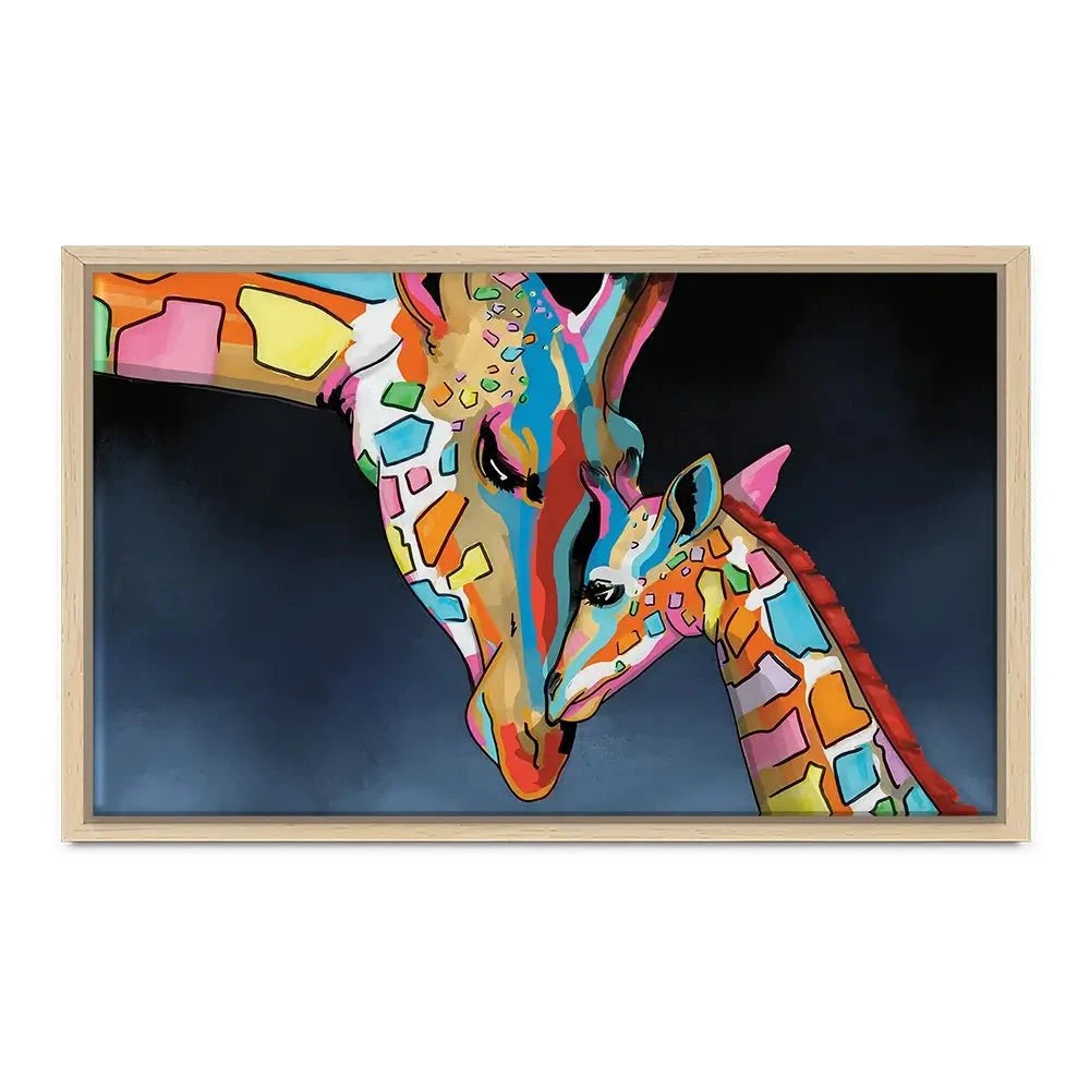 Multicoloured Giraffe and Calf Canvas Print Multicoloured Giraffe and Calf Canvas Print wall art product Independent