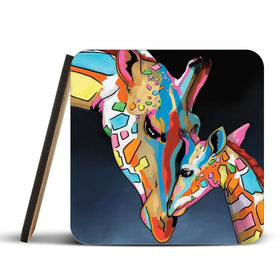Multicoloured Giraffe And Calf Coaster Set Multicoloured Giraffe And Calf Coaster Set wall art product Independent
