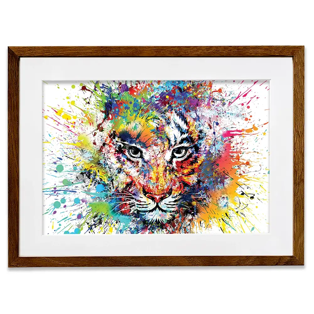 Multicoloured Tiger Paint Splash Framed Art Print Multicoloured Tiger Paint Splash Framed Art Print | Tiger Framed Print wall art product ARTEMENKO VALENTYN / Shutterstock