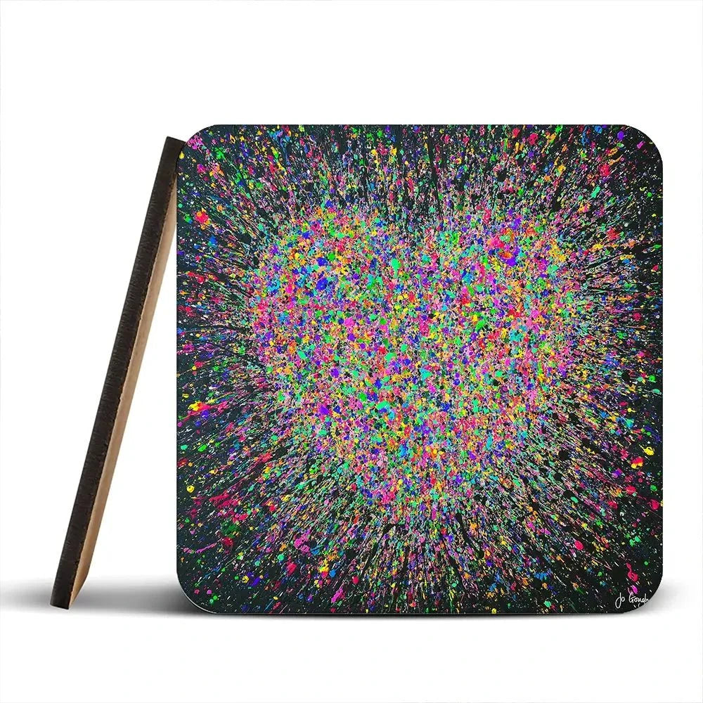 My Heart Is Bursting With Love Coaster Set Rainbow Soul Tree Coaster Set | Rainbow Soul Tree Art Coasters wall art product Jo Gough