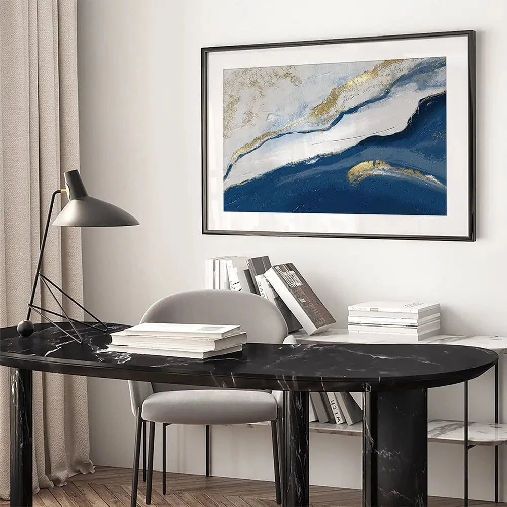 Navy And White Framed Art Print Navy And White Framed Art Print wall art product Muzi pear studio / Shutterstock