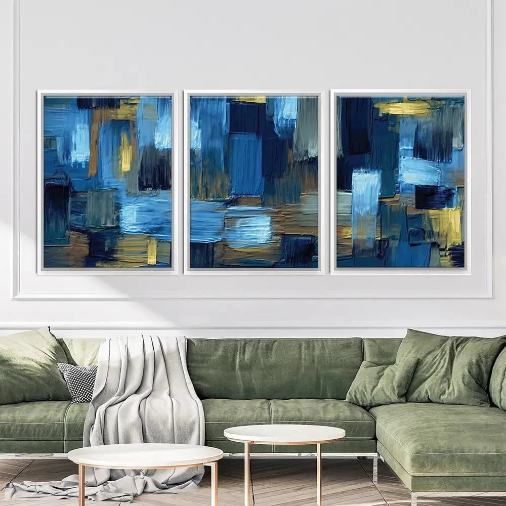 Navy Brush Strokes Trio Canvas Print Navy Brush Strokes Trio Canvas Print wall art product artGALINI at pm.me / Shutterstock
