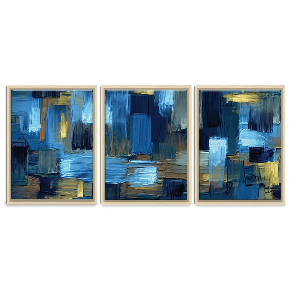 Navy Brush Strokes Trio Canvas Print Navy Brush Strokes Trio Canvas Print wall art product artGALINI at pm.me / Shutterstock