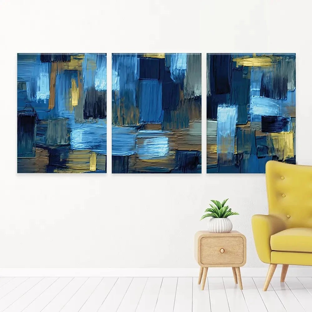 Navy Brush Strokes Trio Canvas Print Navy Brush Strokes Trio Canvas Print wall art product artGALINI at pm.me / Shutterstock