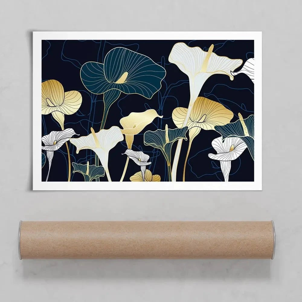Navy Calla Lily Art Print Navy Calla Lily Art Print wall art product TWINS DESIGN STUDIO / Shutterstock