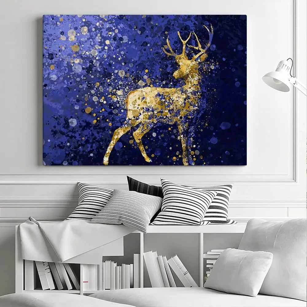 Navy Deer Splash Canvas Print Navy Deer Splash Canvas Print wall art product D Mosconi