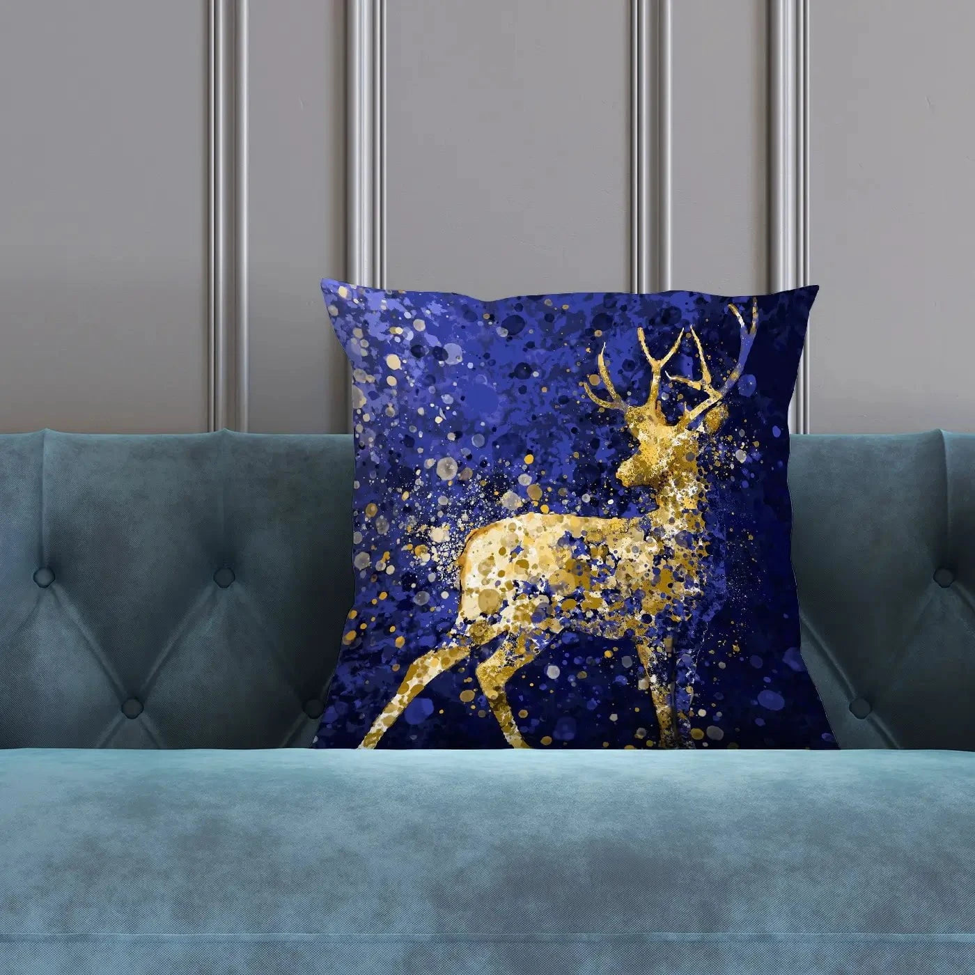 Navy Deer Splash Cushion Navy Deer Splash Cushion wall art product Independent