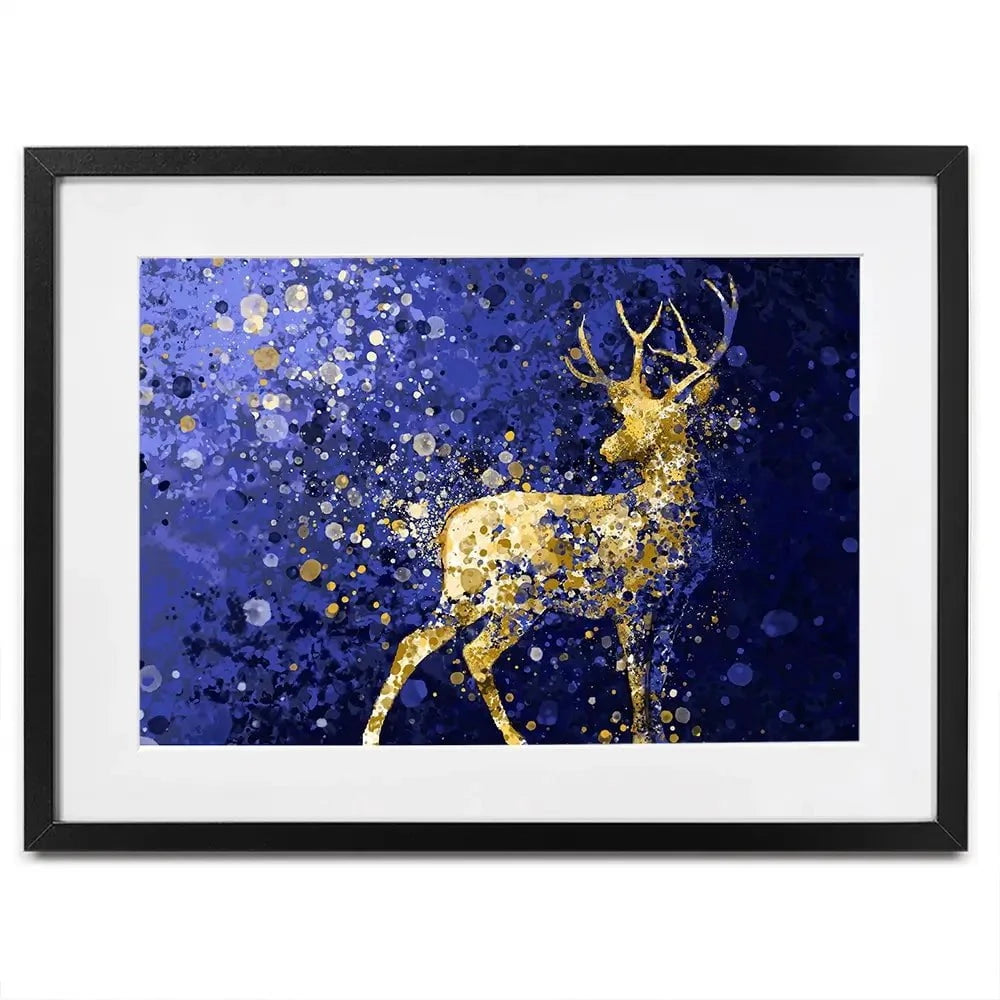 Navy Deer Splash Framed Art Print Navy Deer Splash Framed Art Print wall art product D Mosconi