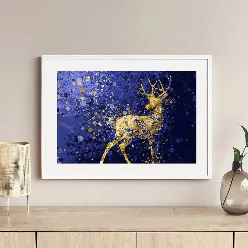 Navy Deer Splash Framed Art Print Navy Deer Splash Framed Art Print wall art product D Mosconi