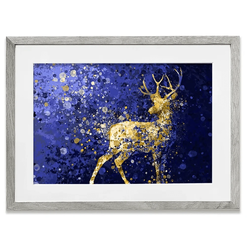 Navy Deer Splash Framed Art Print Navy Deer Splash Framed Art Print wall art product D Mosconi