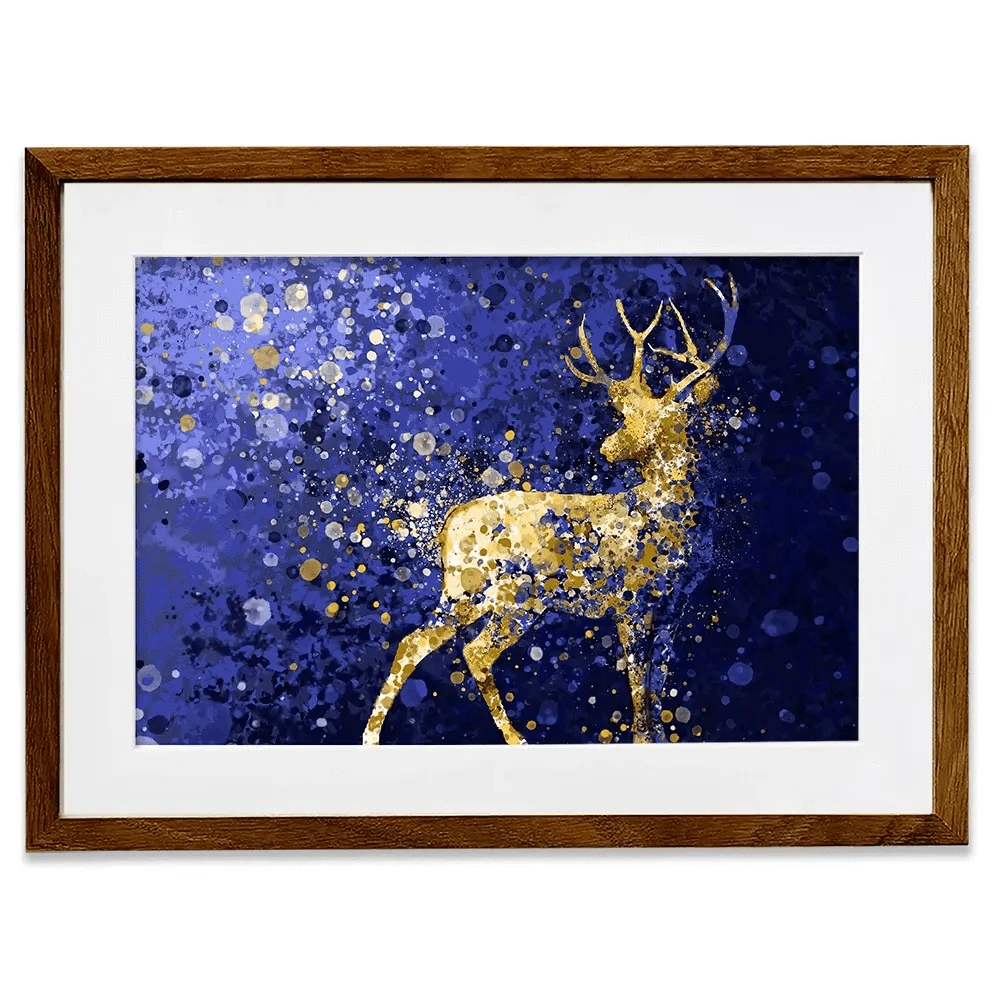 Navy Deer Splash Framed Art Print Navy Deer Splash Framed Art Print wall art product D Mosconi