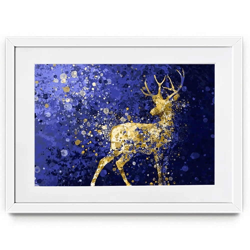 Navy Deer Splash Framed Art Print Navy Deer Splash Framed Art Print wall art product D Mosconi