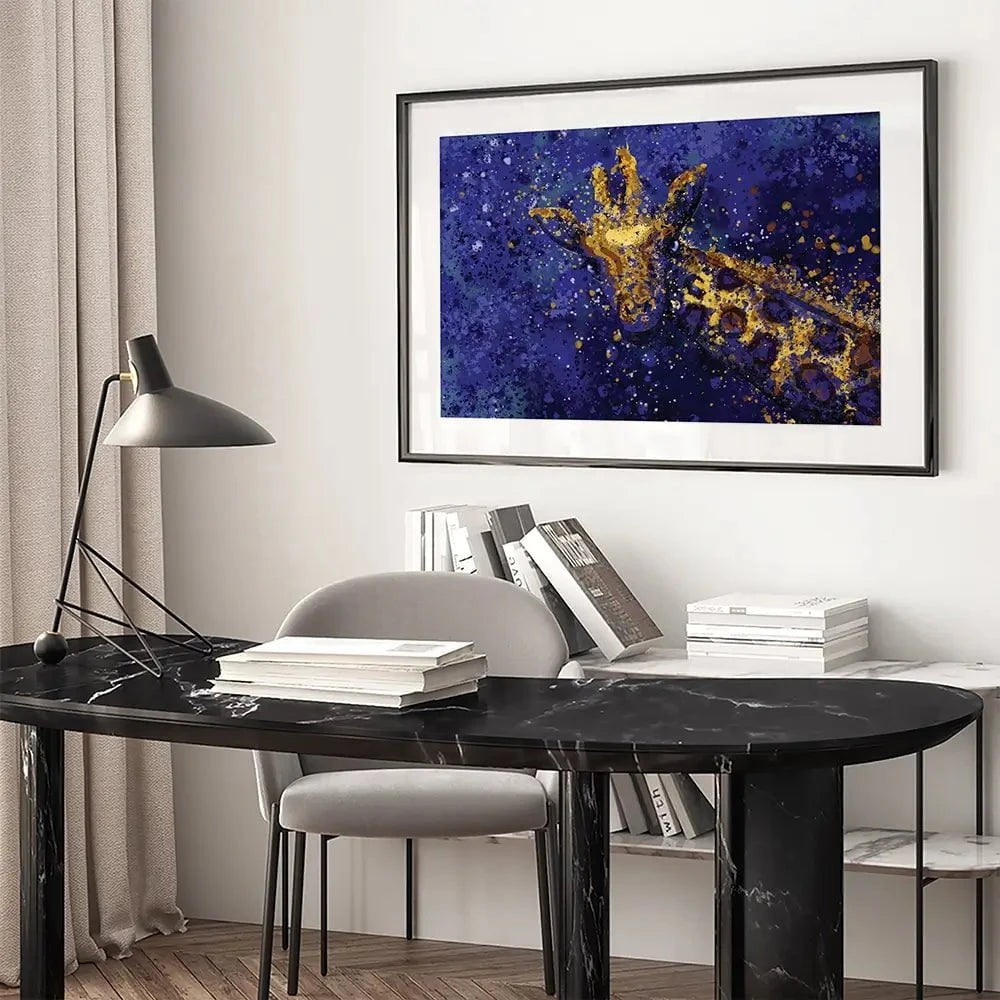 Navy Giraffe Splash Framed Art Print Navy Giraffe Splash Framed Art Print wall art product D Mosconi