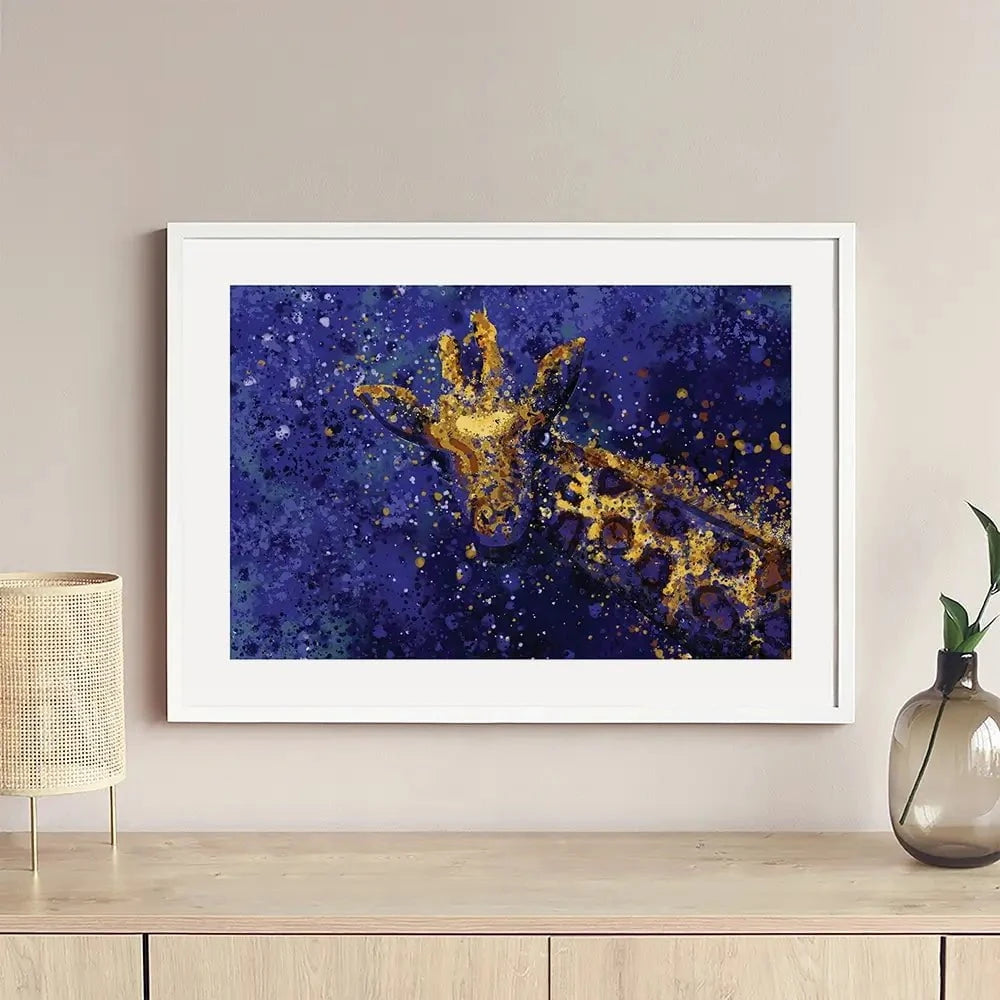Navy Giraffe Splash Framed Art Print Navy Giraffe Splash Framed Art Print wall art product D Mosconi