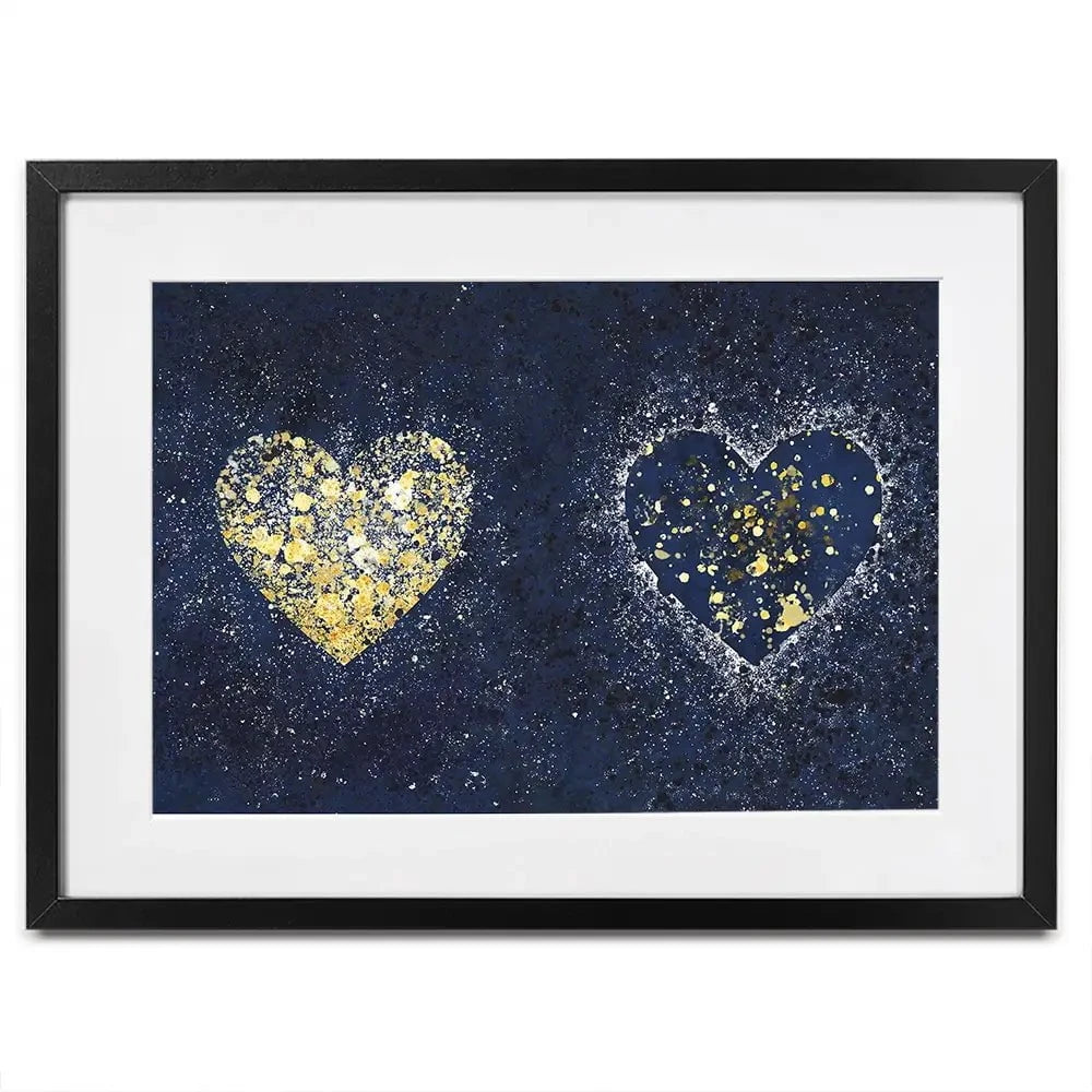 Navy Hearts Splatter Framed Art Print Navy Hearts Splatter Framed Art Print wall art product J Tonges