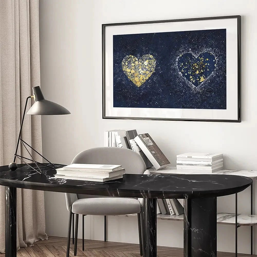 Navy Hearts Splatter Framed Art Print Navy Hearts Splatter Framed Art Print wall art product J Tonges