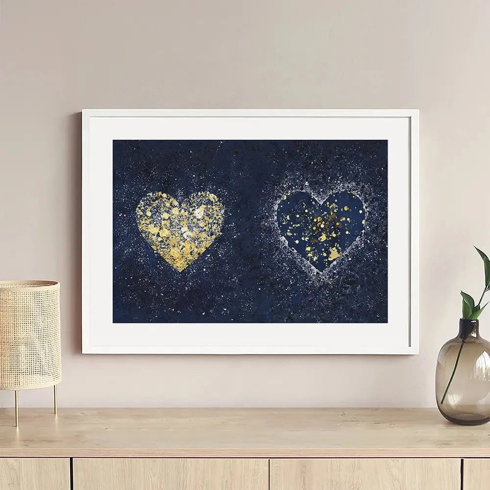 Navy Hearts Splatter Framed Art Print Navy Hearts Splatter Framed Art Print wall art product J Tonges