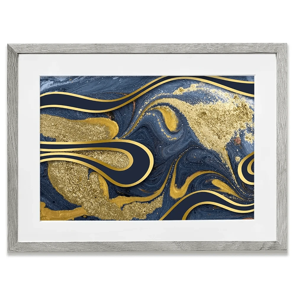 Navy Marble Framed Art Print Navy Marble Framed Art Print wall art product Ana Babii / Shutterstock