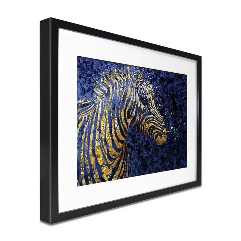 Navy Zebra Splash Framed Art Print Navy Zebra Splash Framed Art Print wall art product D Mosconi
