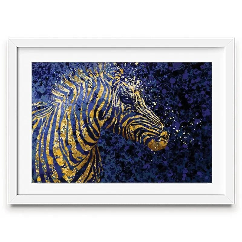 Navy Zebra Splash Framed Art Print Navy Zebra Splash Framed Art Print wall art product D Mosconi