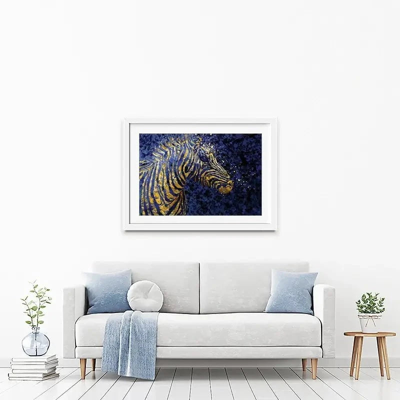 Navy Zebra Splash Framed Art Print Navy Zebra Splash Framed Art Print wall art product D Mosconi
