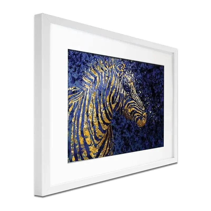Navy Zebra Splash Framed Art Print Navy Zebra Splash Framed Art Print wall art product D Mosconi