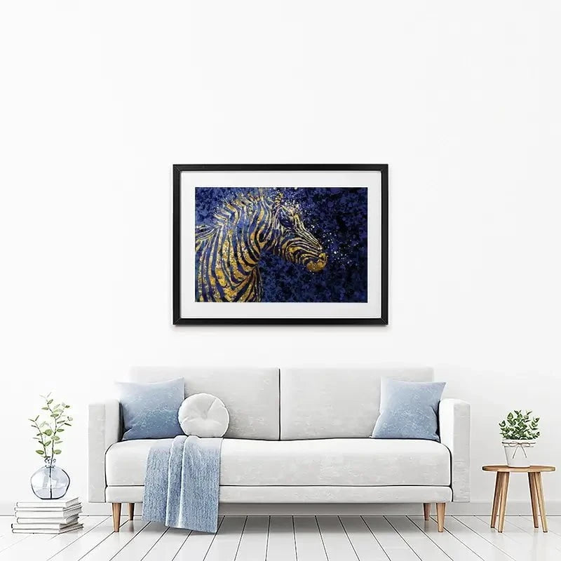 Navy Zebra Splash Framed Art Print Navy Zebra Splash Framed Art Print wall art product D Mosconi