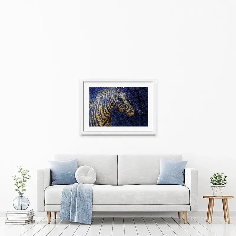 Navy Zebra Splash Framed Art Print Navy Zebra Splash Framed Art Print wall art product D Mosconi