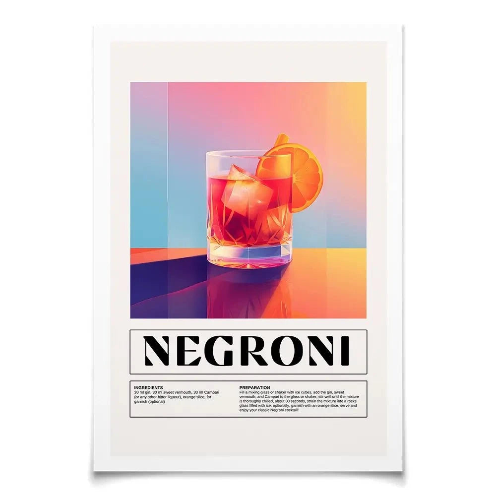 Negroni Recipe Art Print Negroni Recipe Art Print wall art product Art Print Shop