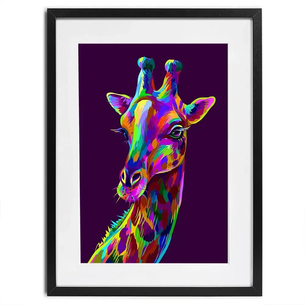 Neon Giraffe Framed Art Print Neon Giraffe Framed Art Print wall art product AnastasiaOsipova / Shutterstock