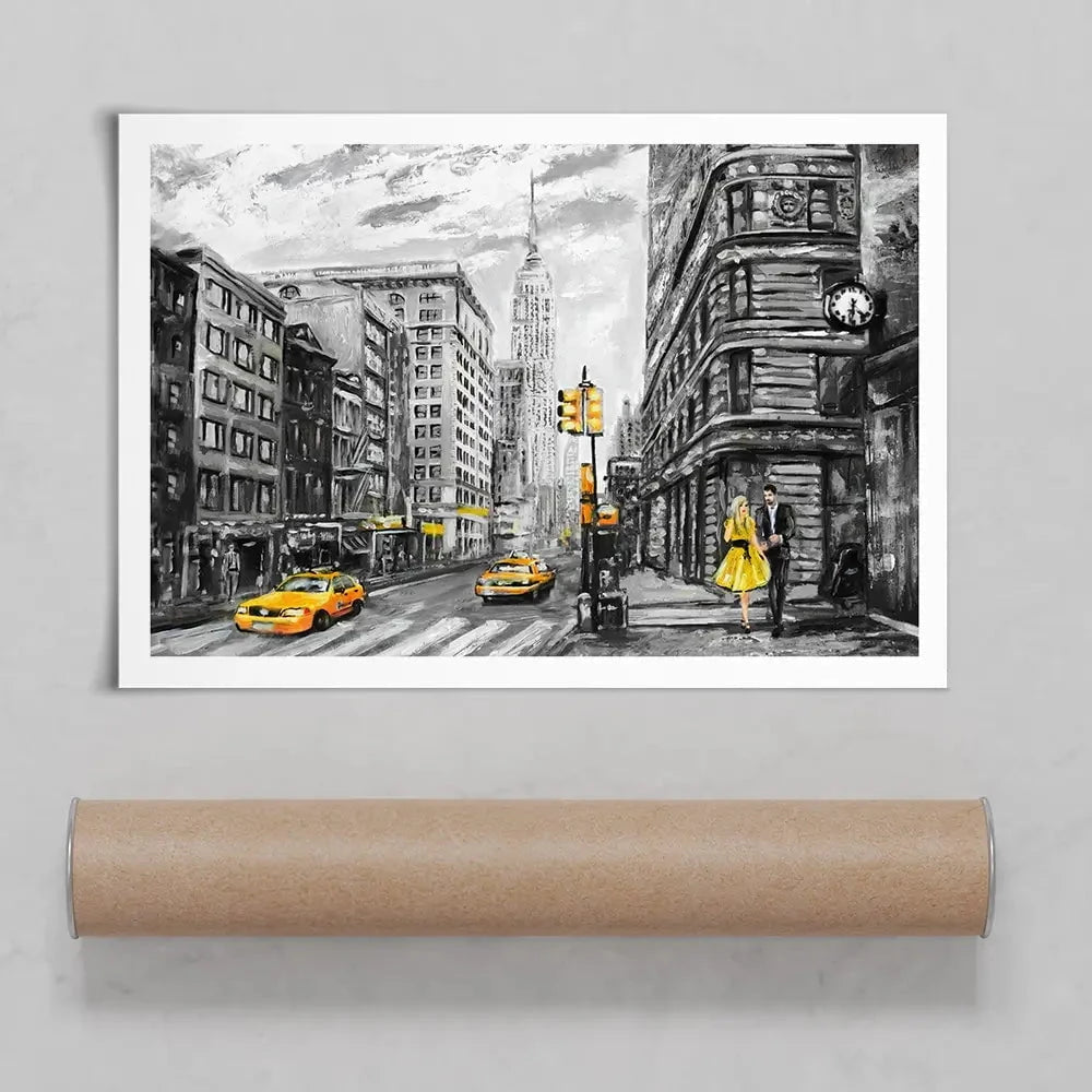 New York In Grey And Yellow Art Print New York In Grey And Yellow Art Print wall art product lisima / Shutterstock
