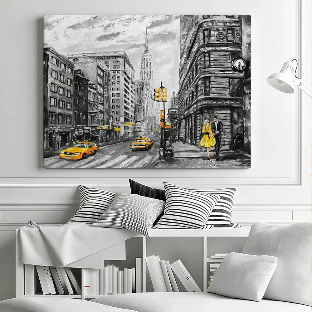New York In Grey And Yellow Canvas Print New York In Grey And Yellow Canvas Print wall art product lisima / Shutterstock